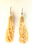 Ivory/Pink Seed Bead Fishhook Tassel Earrings