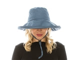 Denim bucket hat front view