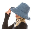 Denim bucket hat side view