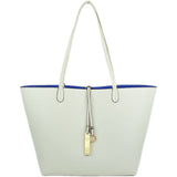 White/Royal Reversible Tote on White side