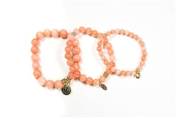 3 piece stretch stone bracelets with anchor, charm, goldtone embellishments