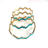 3 Piece Turquoise Chevron Bangles shown unstacked
