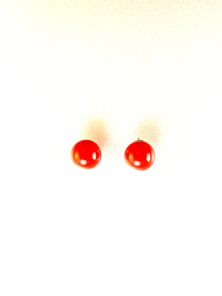 10MM Coral Pearls on Silver Post Earrings