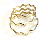 3 piece Ivory on gold Chevron Bangles not stackef