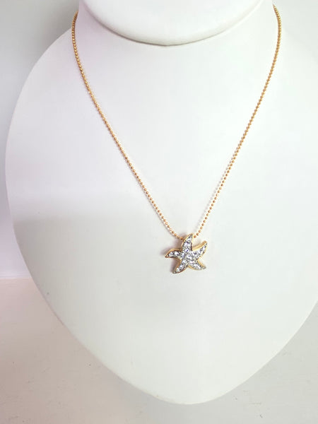 Goldtone Crystal Dancing Starfish Necklace