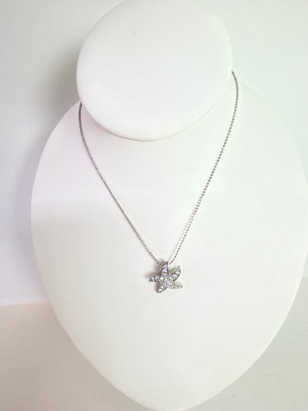 Silver Crystal Dancing Starfish Necklace