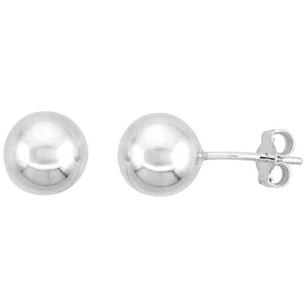 8MM Silver ball stud earrings