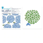 Blu Cloths Set of two. First picture is scattered hydrangeas, second cloth is of one single green one