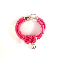 Silver anchor charm  on hot pink sailor knot bracelet